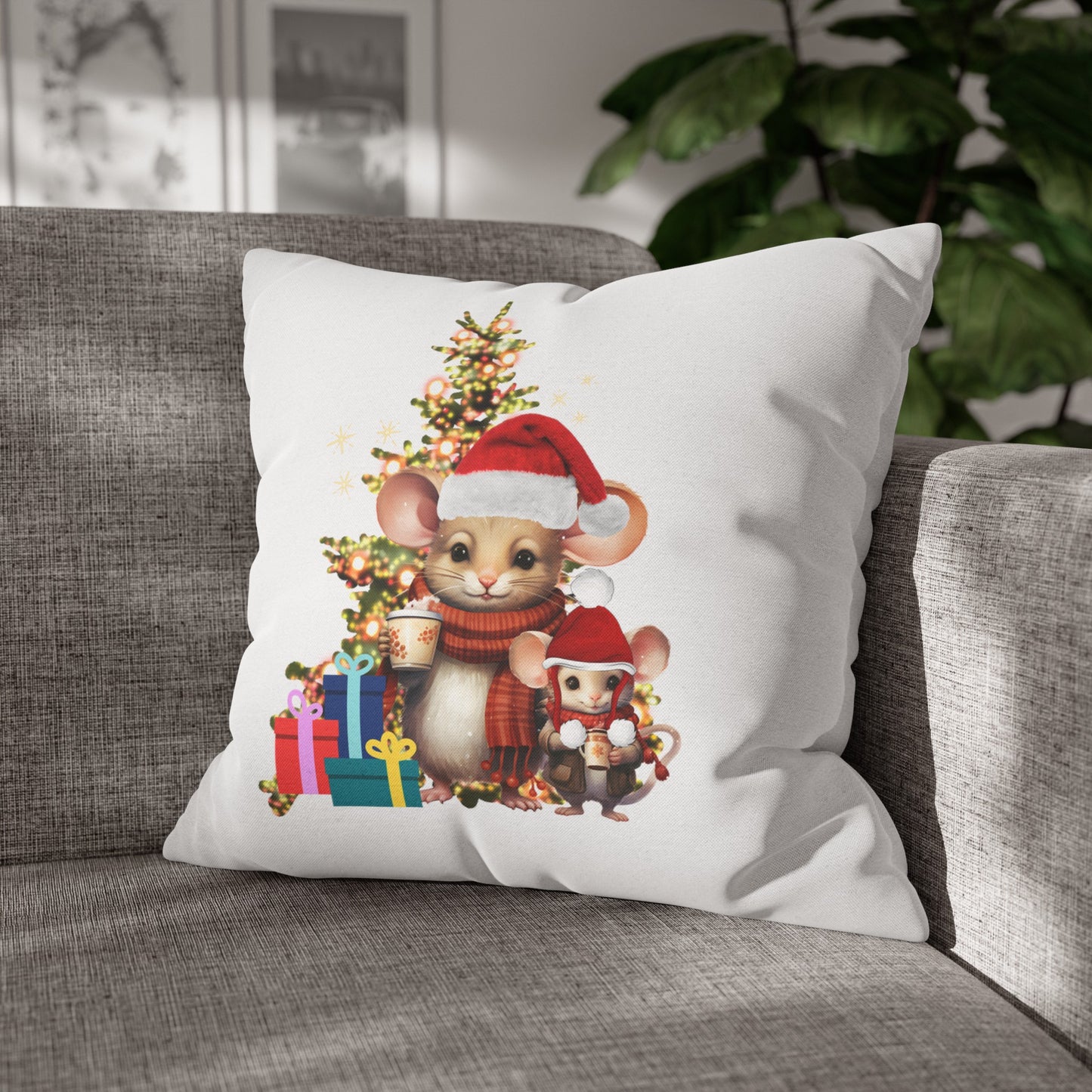 Father and Son Christmas Memory Pillow Cover