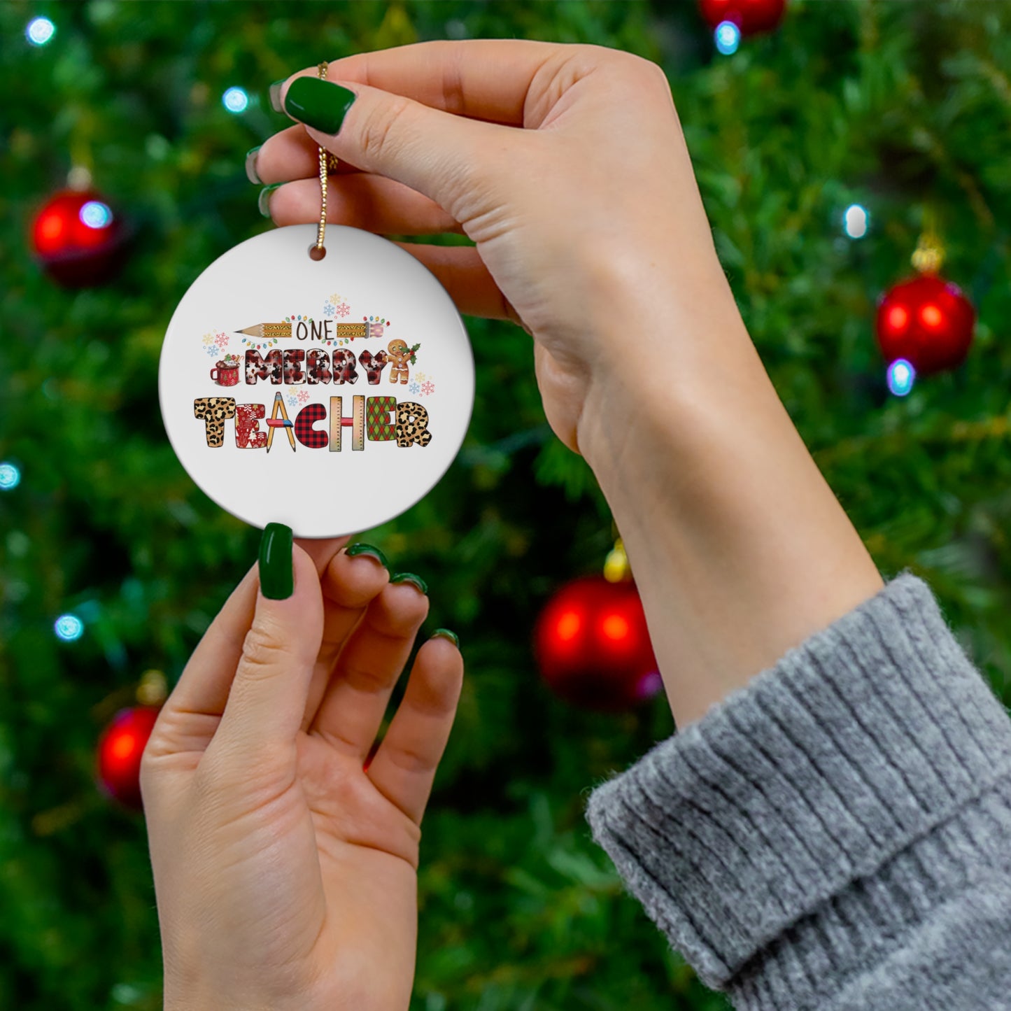 One Merry Teacher Christmas Ornament