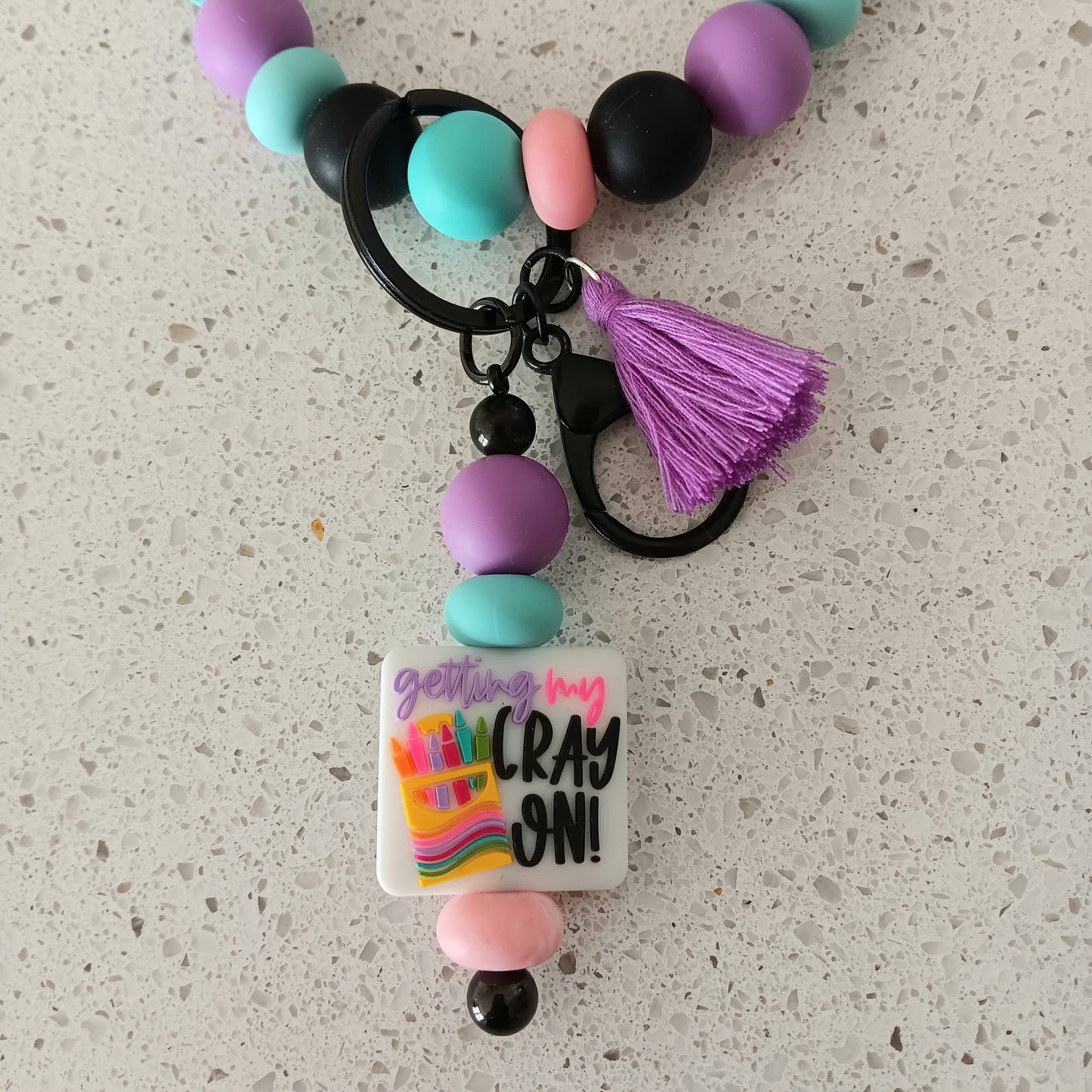 Teacher-Themed Wristlet Keychain