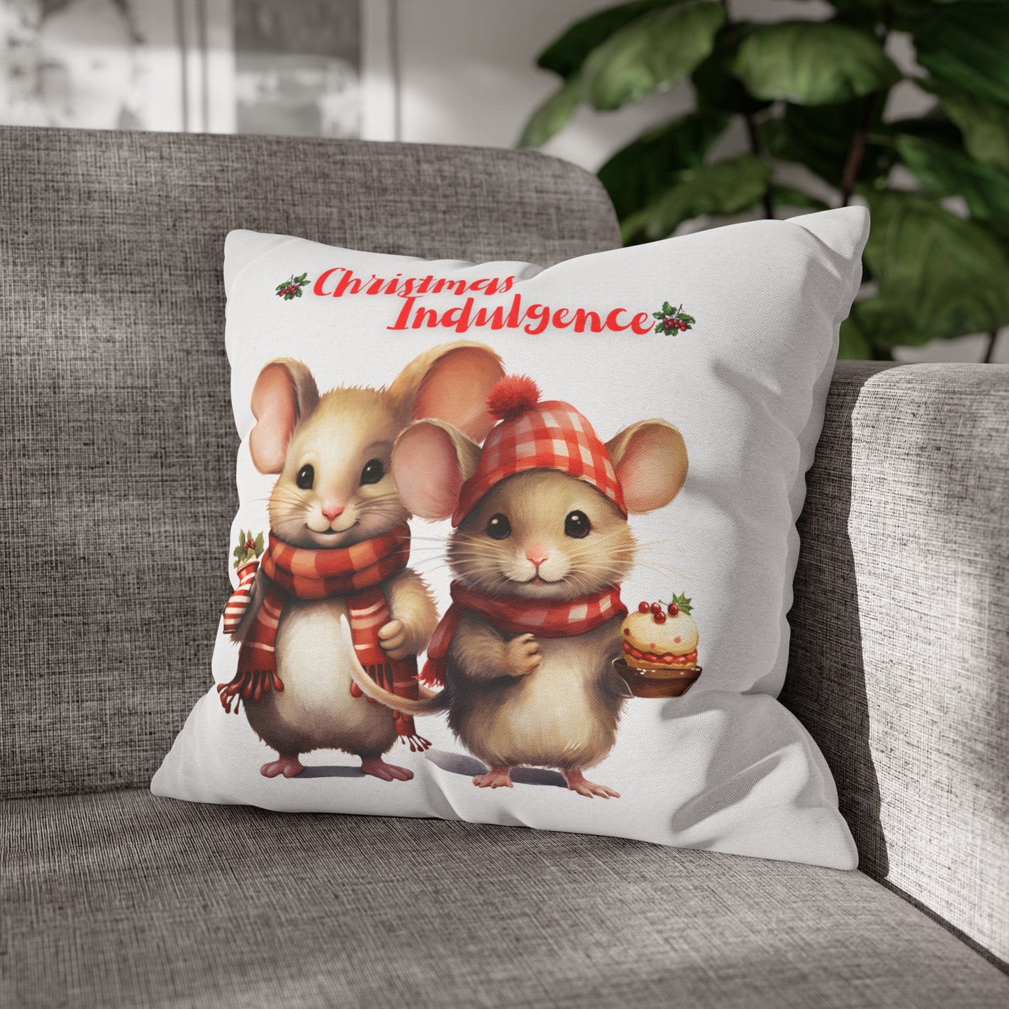 Christmas Indulgence Mice Style Pillow Covers