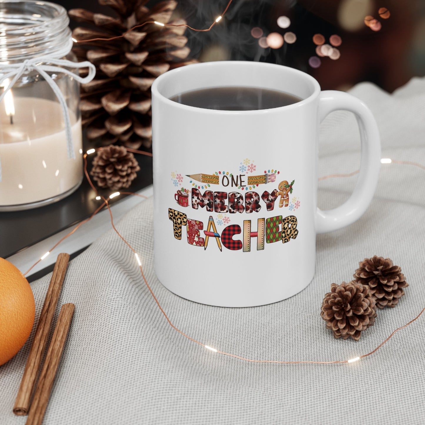 One Merry Teacher Ceramic Mug (11oz, 15oz)