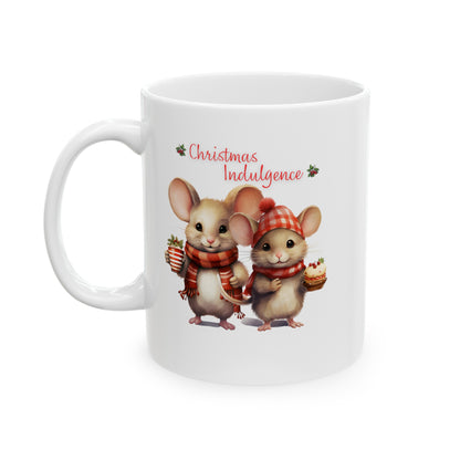 Christmas Indulgence Coffee Mug Mice Style