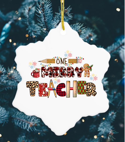 One Merry Teacher Christmas Ornament