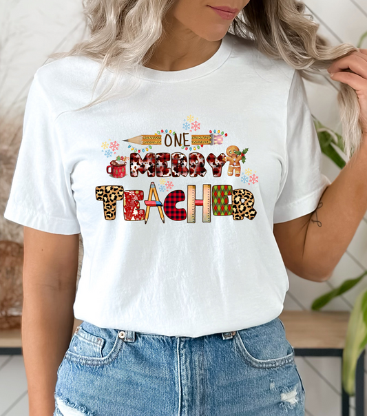 One Merry Teacher Unisex Tee - Teacher Christmas Gift