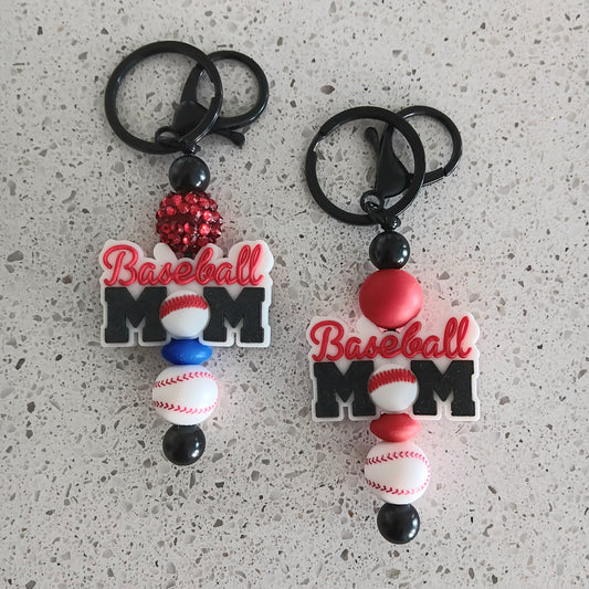 Baseball Mom Beaded Keychain Bar