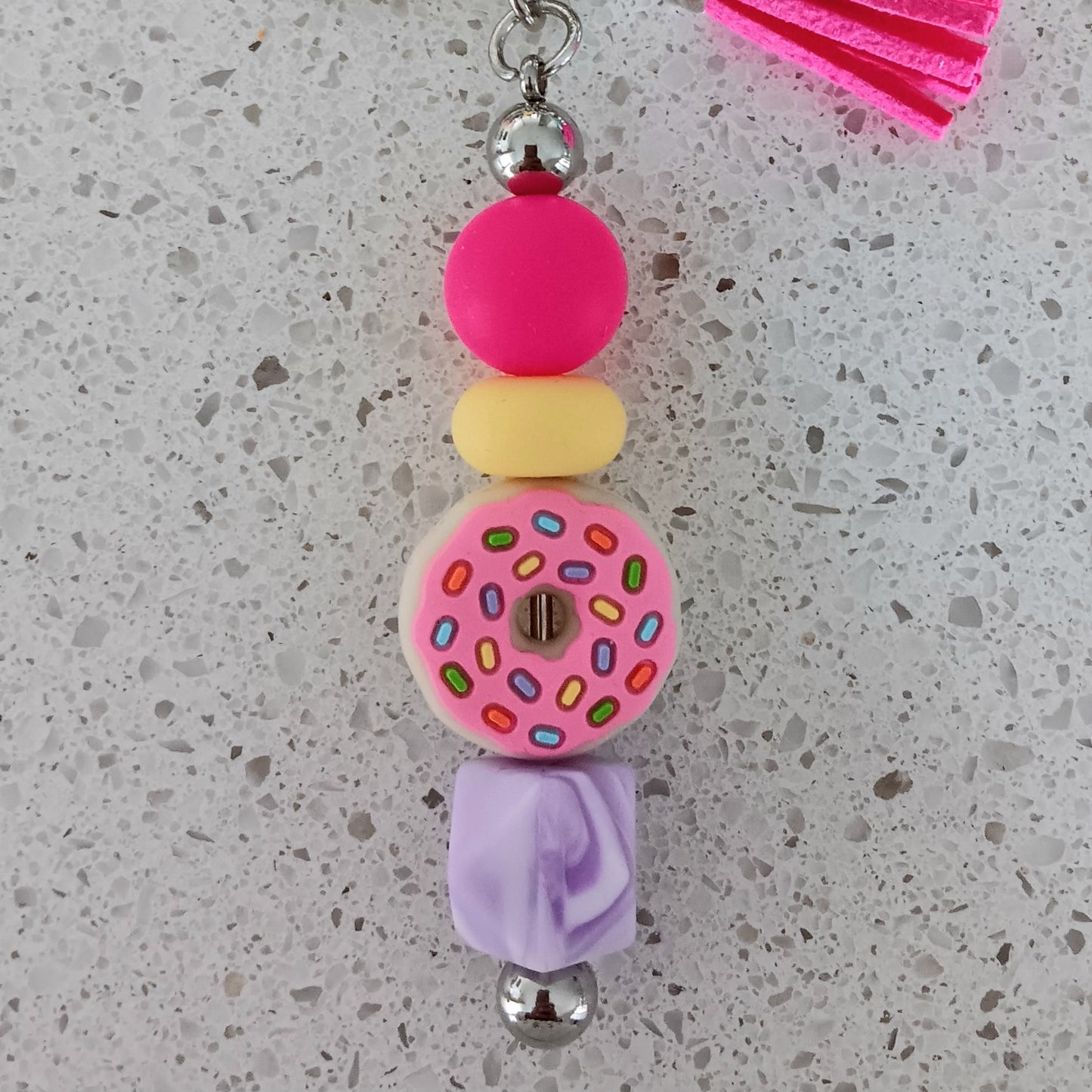 Vanilla Strawberry Chocolate Donut Keychain Bar