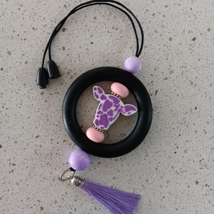 Purple and White Cow Skull Car Charm