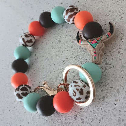 Aztec Longhorn Bracelet Keychain