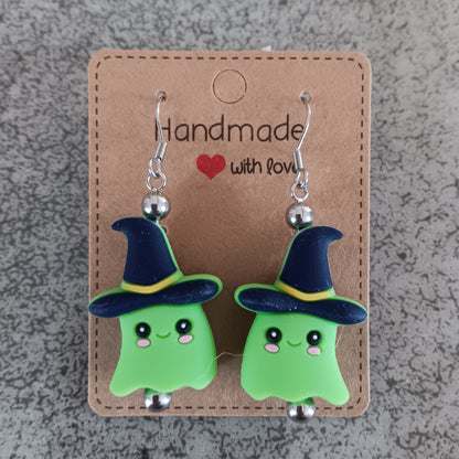 Halloween Purple Green Ghost Earrings