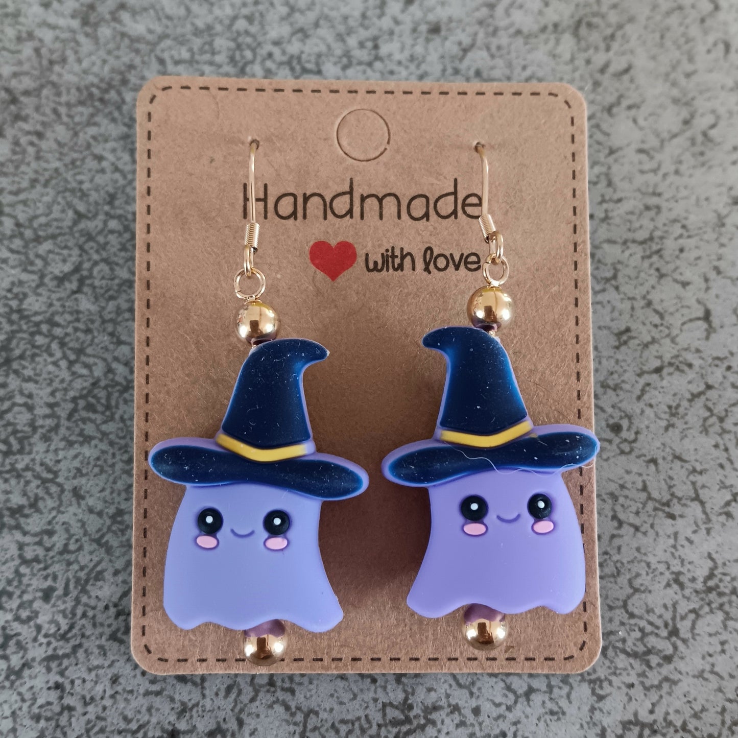 Halloween Purple Green Ghost Earrings