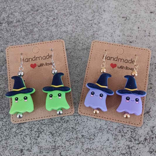 Halloween Purple Green Ghost Earrings