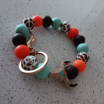 Aztec Longhorn Bracelet Keychain