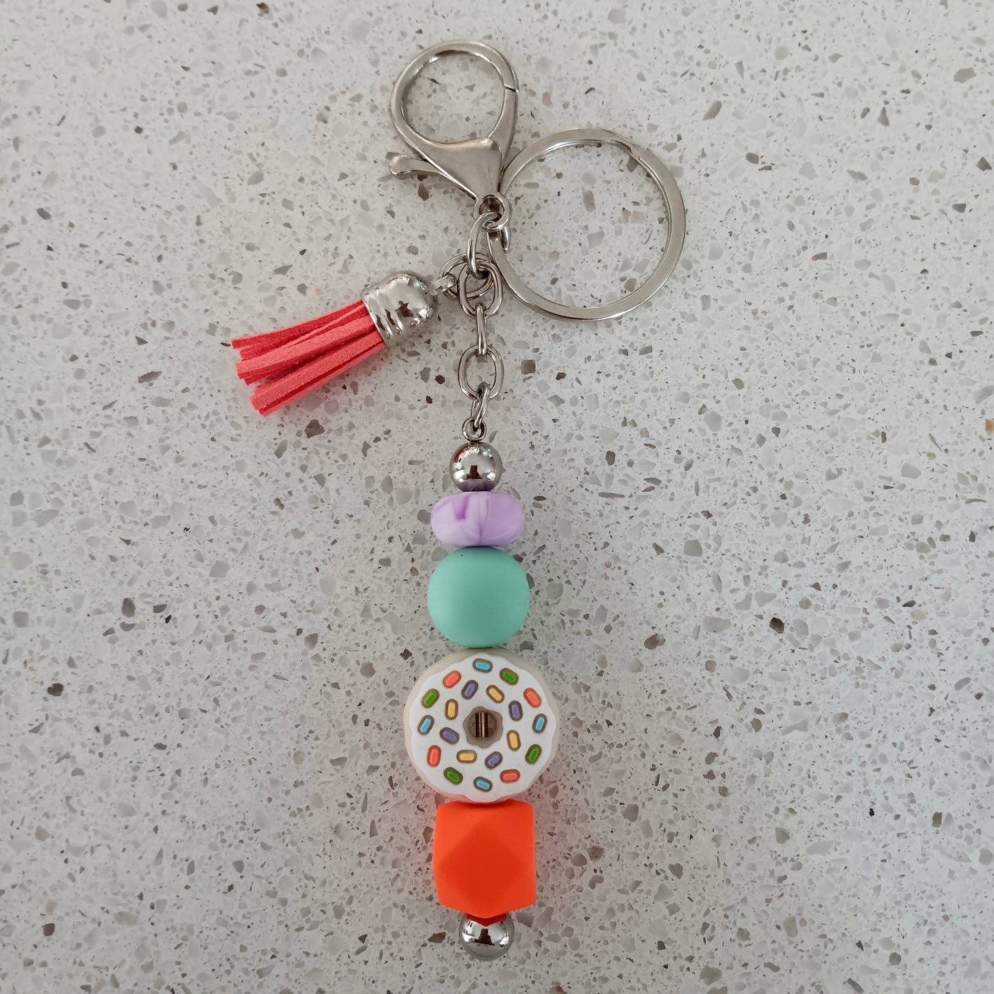 Vanilla Strawberry Chocolate Donut Keychain Bar