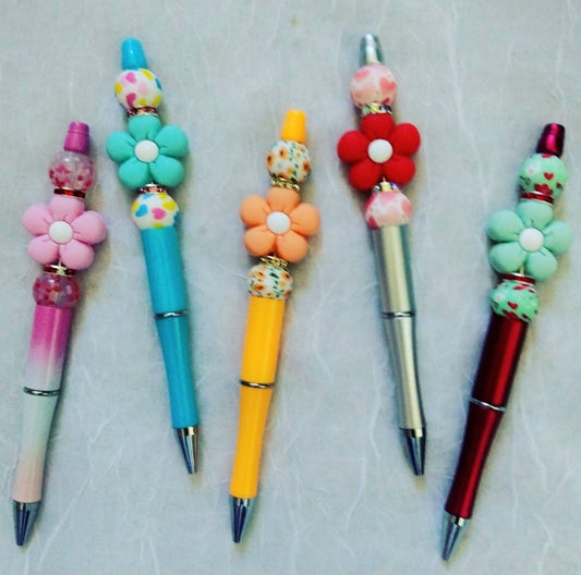 Puffy Floral Pens - Pink, Blue, Orange, Red, Mint Flowers