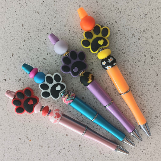 Dog Paw Print Pens - White, Yellow, Purple, Red Paw Prints