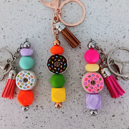 Vanilla Strawberry Chocolate Donut Keychain Bar