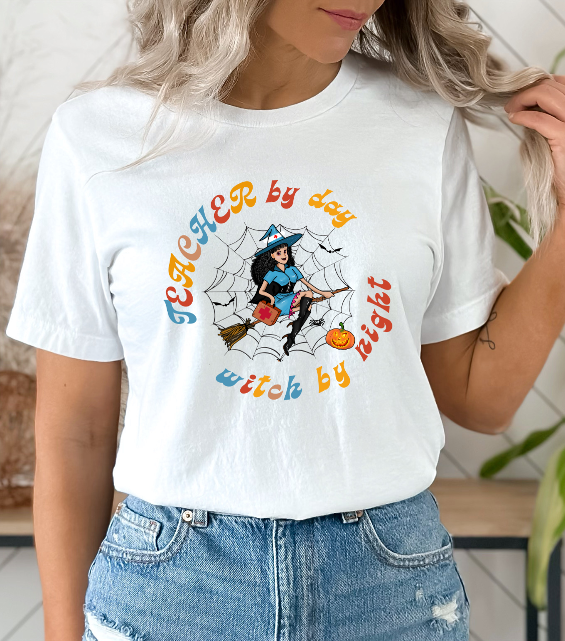 Halloween Teacher by Day Witch by Night Tee